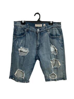 Evolution In Design 36 Mens Distressed Denim Shorts Blue Cotton Grungecore Retro